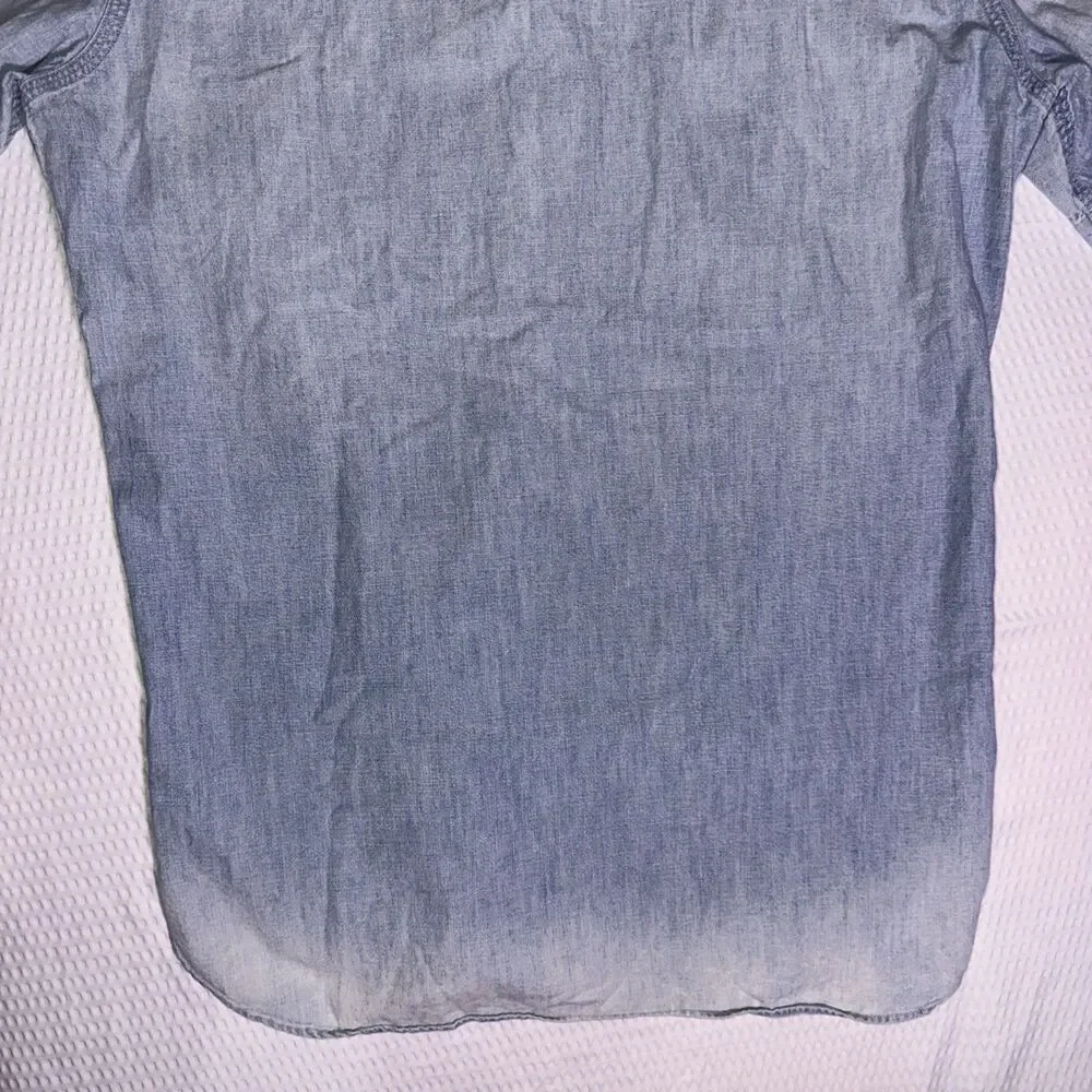 Vintage 90s/Y2K Polo Ralph Lauren Workwear Denim Utility Shirt Size Small Blue